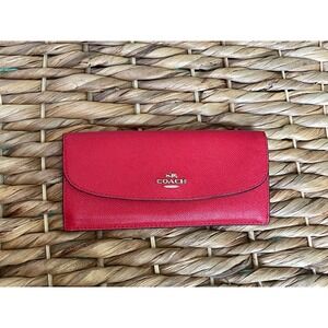 Coach Slim Envelope Wallet Red Crossgrain Leather F54009